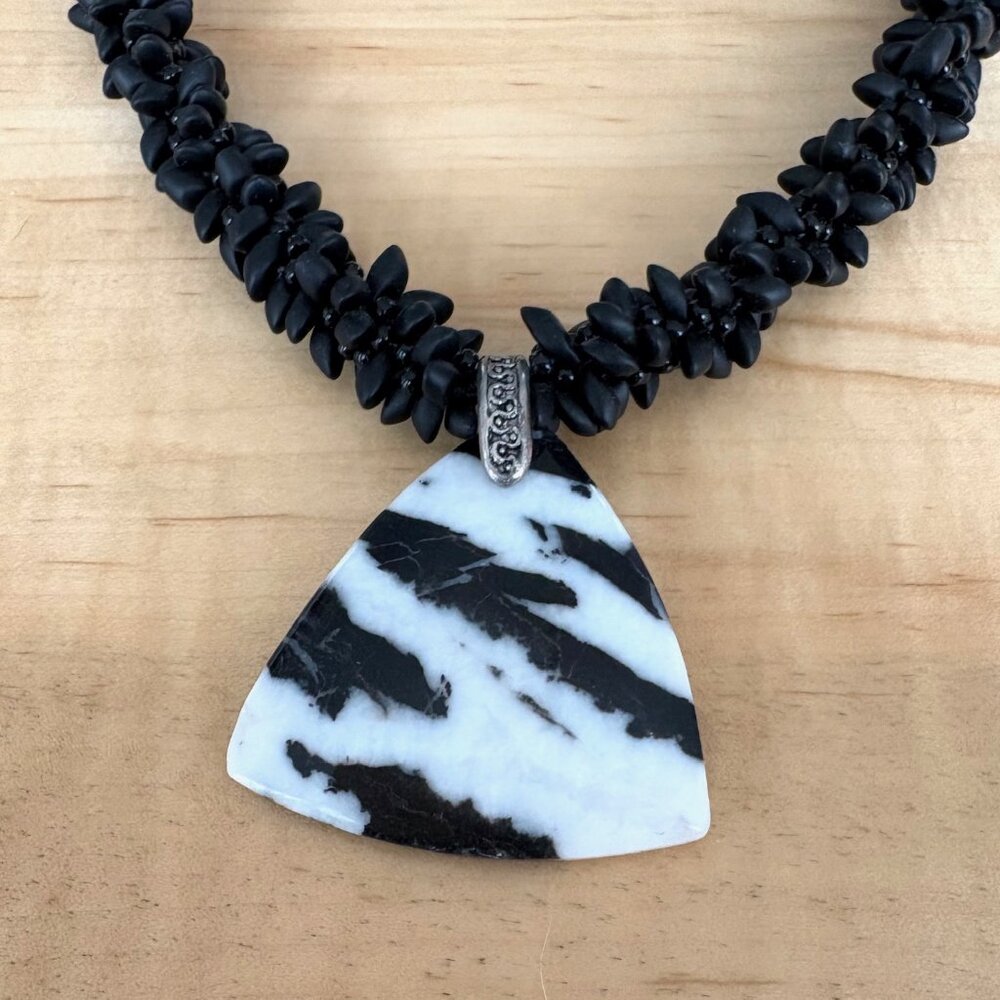 Artisan made Zebra Jasper beaded with Sterling Silver clasp